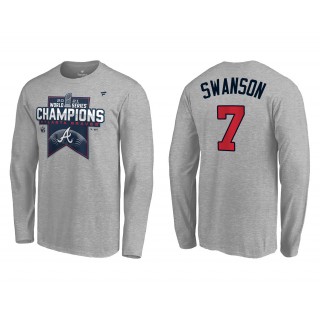 Dansby Swanson Atlanta Braves Gray 2021 World Series Champions Locker Room Long Sleeve T-Shirt