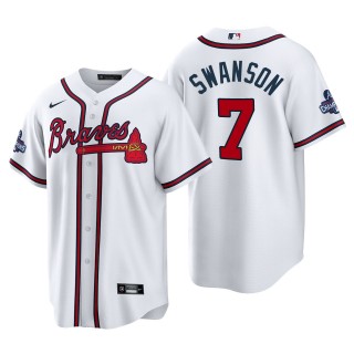 Dansby Swanson Atlanta Braves White 2021 World Series Champions Replica Jersey