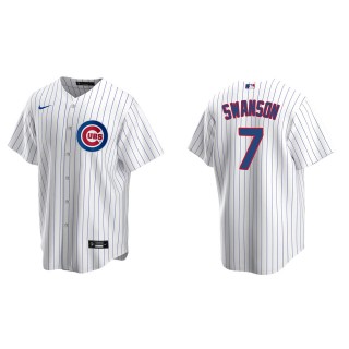 Dansby Swanson Men's Chicago Cubs Nike White Home Replica Jersey