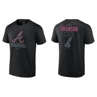 Dansby Swanson Men's Atlanta Braves Black 2021 World Series Champions T-Shirt