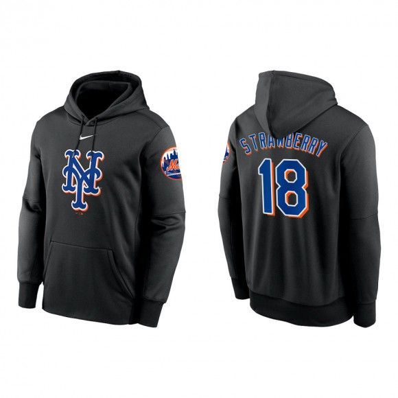 Darryl Strawberry New York Mets Black Logo Performance Pullover Hoodie