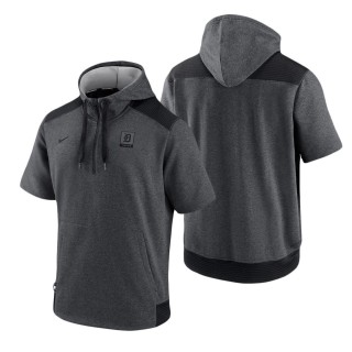 Men's Detroit Tigers Charcoal Black Authentic Collection Dry Flux Performance Quarter-Zip Short Sleeve Hoodie