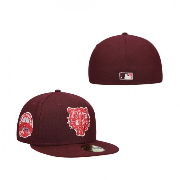 Detroit Tigers Color Fam Lava Red Undervisor Fitted Hat Maroon