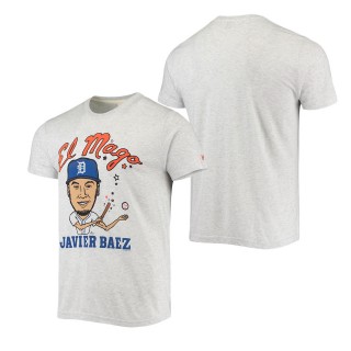 Detroit Tigers Javier Baez Homage Heathered Gray Caricature Tri-Blend T-Shirt