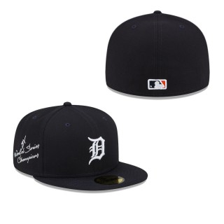 Men's Detroit Tigers Navy 4-Time World Series Champions Undervisor 59FIFTY Fitted Hat