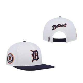 Detroit Tigers Pro Standard White Navy Logo Snapback Hat