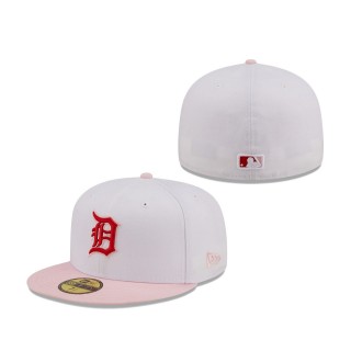 Detroit Tigers Scarlet Undervisor 59FIFTY Fitted Hat White Pink