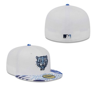 Detroit Tigers White Blue Flamingo 59FIFTY Fitted Hat