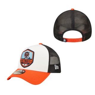 Detroit Tigers White Orange Fresh A-Frame 9FORTY Trucker Snapback Hat