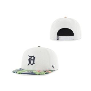 Men's Detroit Tigers White Paradise Captain Snapback Hat