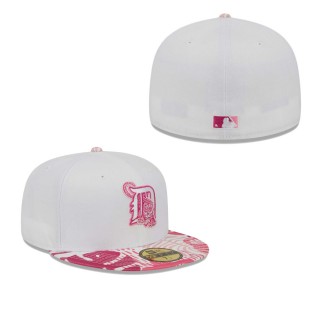 Detroit Tigers White Pink Flamingo 59FIFTY Fitted Hat