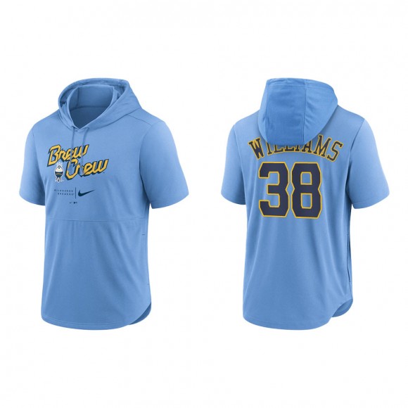 Devin Williams Brewers Powder Blue 2022 City Connect Short Sleeve Pullover Hoodie