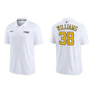 Devin Williams Brewers White 2022 City Connect Authentic Collection Striped Performance Polo