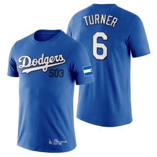 Los Angeles Dodgers Trea Turner Royal Salvadoran Heritage Night T-Shirt