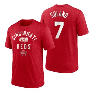Men's Cincinnati Reds Donovan Solano Red 2022 Field of Dreams Lockup Tri-Blend T-Shirt