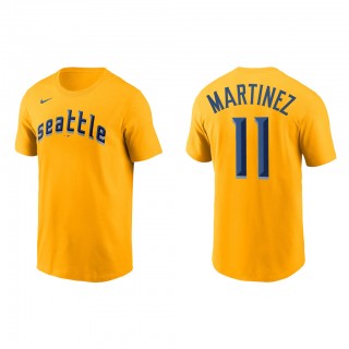 Edgar Martinez Seattle Mariners Gold 2023 City Connect Wordmark T-Shirt