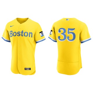 Men's Boston Red Sox Eric Hosmer Gold Light Blue City Connect Authentic Jersey