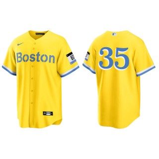 Men's Boston Red Sox Eric Hosmer Gold Light Blue City Connect Replica Jersey