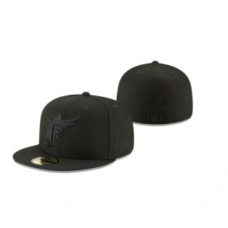 Florida Marlins Black Blackout Basic 59Fifty Fitted Hat