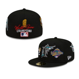 Florida Marlins Cooperstown Collection 2x World Series Champions Count the Rings 59FIFTY Fitted Black