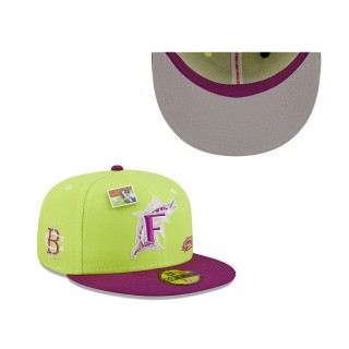 Florida Marlins Green Purple MLB x Big League Chew Swingin' Sour Apple Flavor Pack 59FIFTY Fitted Hat