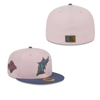 Florida Marlins Pink Blue Cooperstown Collection Olive Undervisor 59FIFTY Fitted Hat