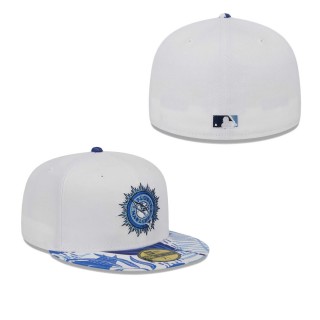 Florida Marlins White Blue Cooperstown Collection Flamingo 59FIFTY Fitted Hat