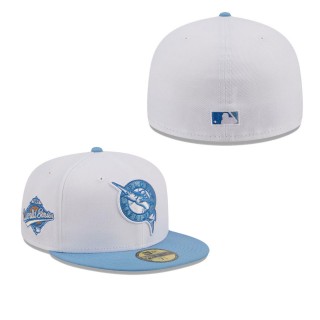 Florida Marlins White Cooperstown Collection Sky Fitted Hat