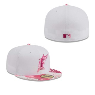 Florida Marlins White Pink Cooperstown Collection Flamingo 59FIFTY Fitted Hat