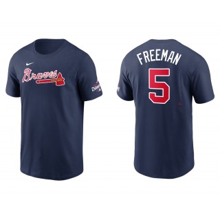 Freddie Freeman Atlanta Braves Navy 2021 World Series Champions T-Shirt