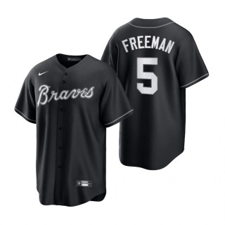 Braves Freddie Freeman Nike Black White Replica Jersey