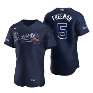 Freddie Freeman Atlanta Braves Navy Alternate 2021 World Series Champions Authentic Jersey