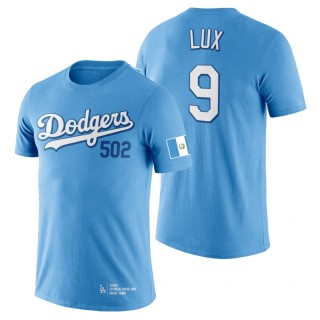Los Angeles Dodgers Gavin Lux Blue 2022 Guatemalan Heritage Night Dodger Stadium T-Shirt