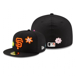 Giants Chain Stitch Floral Black 59FIFTY Fitted Cap