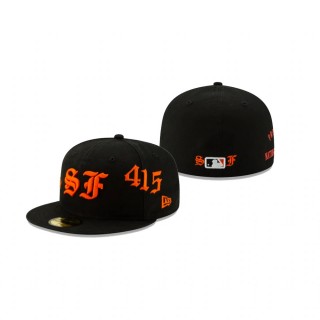 Giants Stamped Script Black 59FIFTY Fitted Hat