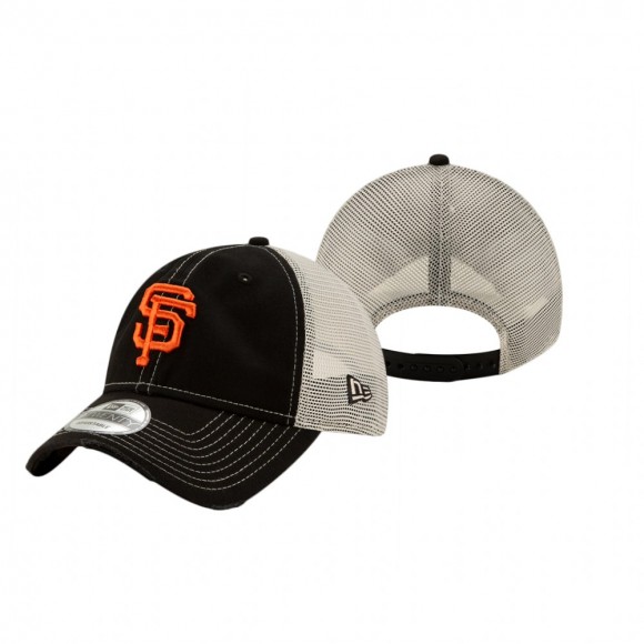San Francisco Giants Black Worn Trucker 9TWENTY Snapback Hat