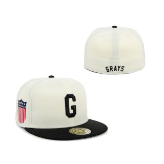 NLB Homestead Grays Rings & Crwns Cream Black Team Fitted Hat