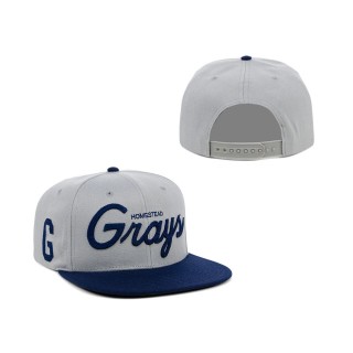 NLB Homestead Grays Rings & Crwns Gray Navy Snapback Hat