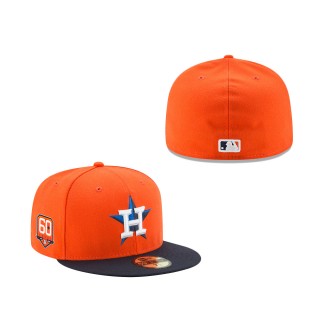 Houston Astros Alternate 60th Anniversary Authentic Collection On-Field 59FIFTY Fitted Hat Orange Navy