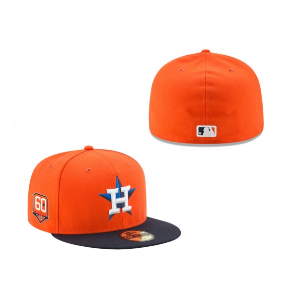 Houston Astros Alternate 60th Anniversary Authentic Collection On-Field 59FIFTY Fitted Hat Orange Navy