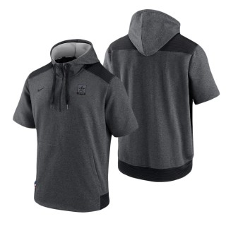 Men's Houston Astros Charcoal Black Authentic Collection Dry Flux Performance Quarter-Zip Short Sleeve Hoodie