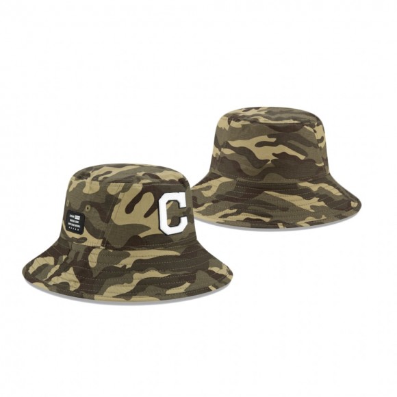 Cleveland Indians Camo 2021 Armed Forces Day Bucket Hat