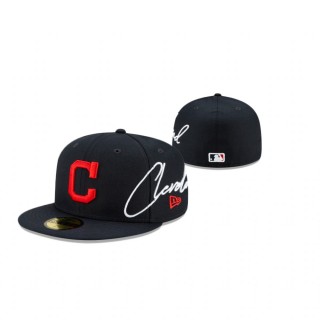 Indians Cursive Navy 59FIFTY Fitted Cap