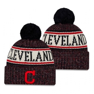Cleveland Indians Navy Primary Logo Sport Cuffed Knit Hat with Pom