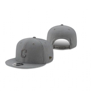 Cleveland Indians Gray Seersucker Black Label 9Fifty Snapback Snapback Hat