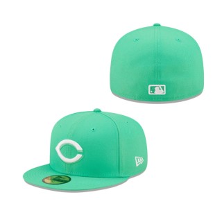 Island Green White Logo Cincinnati Reds 59FIFTY Fitted Hat