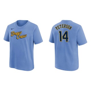 Jace Peterson Youth Brewers Powder Blue 2022 City Connect Name & Number T-Shirt