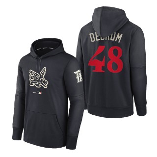 Jacob deGrom Rangers Navy City Connect Pregame Performance Pullover Hoodie
