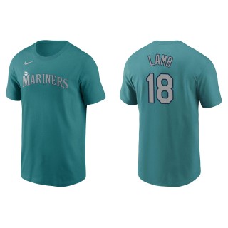Men's Seattle Mariners Jake Lamb Aqua Name & Number T-Shirt