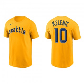 Jarred Kelenic Seattle Mariners Gold 2023 City Connect Wordmark T-Shirt